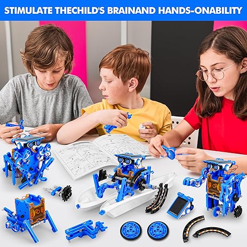 Bottleboom STEM 13-in-1 Solar Power Robotics Toy Kit for Boys 8-12 Years - Educational Science Building Set for Kids