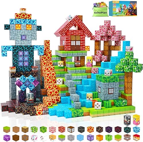 EchoPlan 150-Piece Magnetic Building Blocks Set for Kids, STEM Toy for Ages 3-10, Sensory Stacking Gift