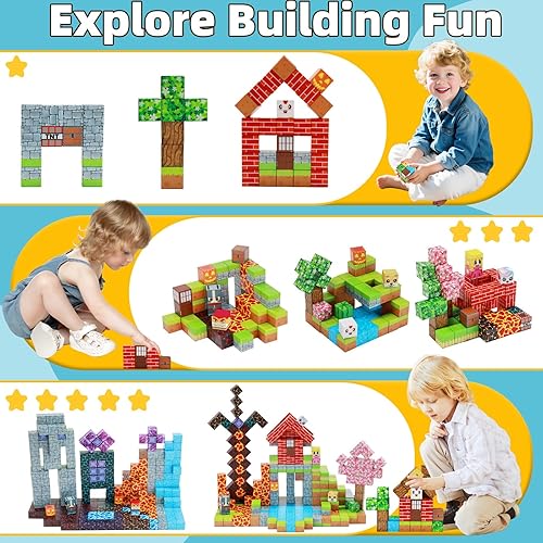 EchoPlan 150-Piece Magnetic Building Blocks Set for Kids, STEM Toy for Ages 3-10, Sensory Stacking Gift