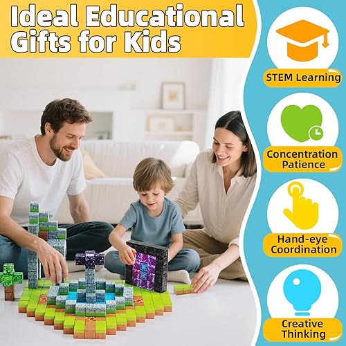 EchoPlan 150-Piece Magnetic Building Blocks Set for Kids, STEM Toy for Ages 3-10, Sensory Stacking Gift