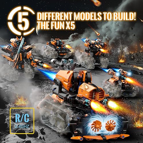 Tobsabpx 689PCS 5in1 STEM Robot Building Kit for Kids 6-14, Tank Bulldozer Remote Control, APP Controlled Building Blocks Set