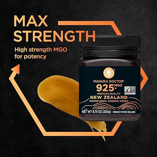 Manuka Doctor MGO 925+ Monofloral Manuka Honey, 100% Pure NZ Honey - Certified, Guaranteed, RAW (8.75 oz)