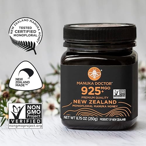 Manuka Doctor MGO 925+ Monofloral Manuka Honey, 100% Pure NZ Honey - Certified, Guaranteed, RAW (8.75 oz)