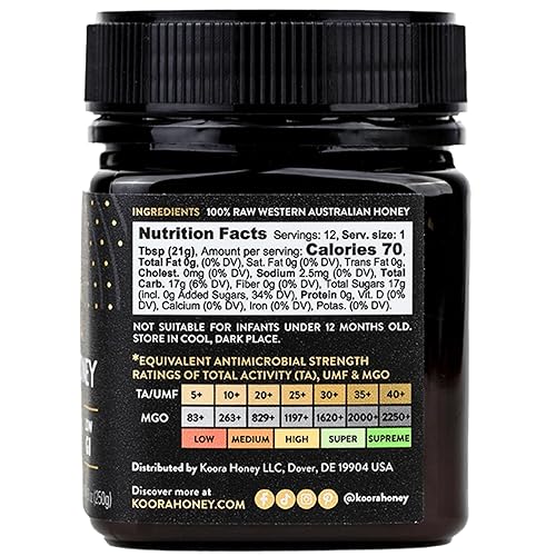 KOORA Jarrah Honey TA 35+ (MGO 2000+) - Immune Support, Low GI, Raw 8.8 oz