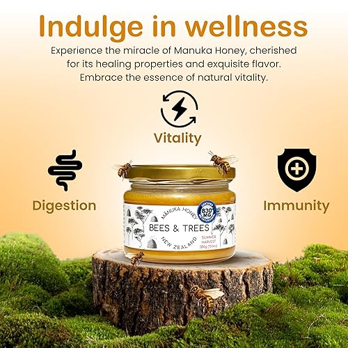 Manuka Honey 830+ MGO - Pure New Zealand Raw Monofloral Honey - 300g Glass Jar