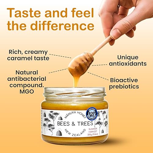 Manuka Honey 830+ MGO - Pure New Zealand Raw Monofloral Honey - 300g Glass Jar