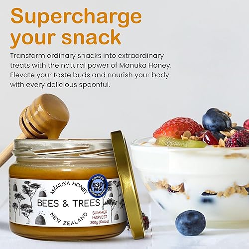 Manuka Honey 830+ MGO - Pure New Zealand Raw Monofloral Honey - 300g Glass Jar