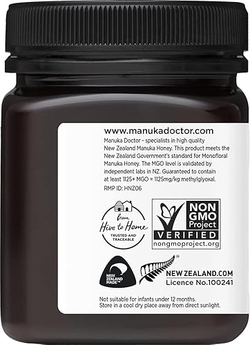 Manuka Doctor Certified MGO 1125+ Manuka Honey - Pure New Zealand RAW Honey (8.75 oz)