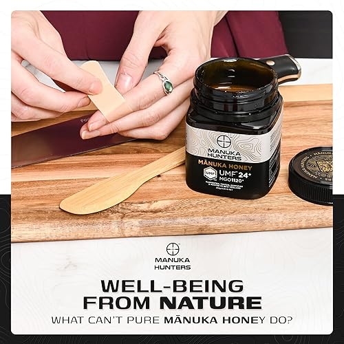 Nz Honey UMF 24+ Manuka Honey - Pure New Zealand Sweetener - Gluten, Dairy Free - Ideal for Tea, Coffee, Smoothies - 8.8oz Jar