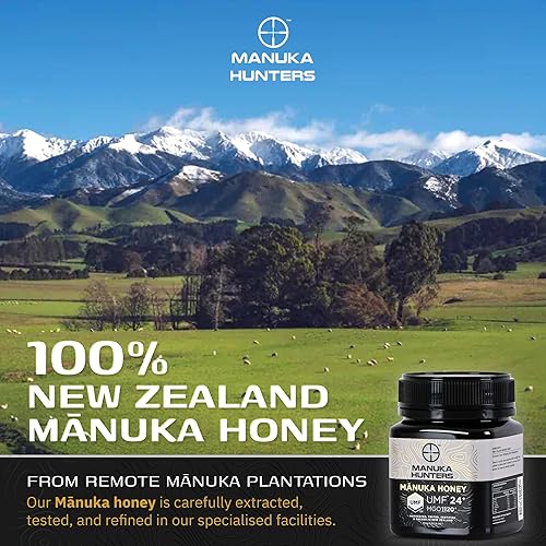 Nz Honey UMF 24+ Manuka Honey - Pure New Zealand Sweetener - Gluten, Dairy Free - Ideal for Tea, Coffee, Smoothies - 8.8oz Jar