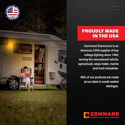 COMMAND ELECTRONICS USA-MADE 12V LED RV CEILING LIGHT 5-PACK, LOW PROFILE SURFACE MOUNT, 4.5" DIAMETER