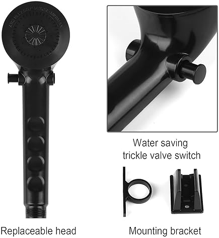 OYMOV RV Outdoor Shower Faucet w/ Hose & Head - Non-Metallic Handheld Valve Diverter for RVs, Trailers, Campers - Black