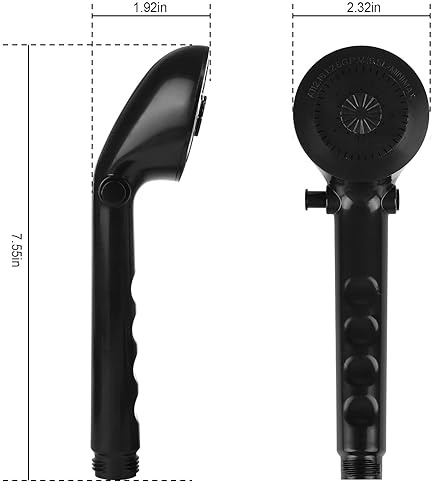 OYMOV RV Outdoor Shower Faucet w/ Hose & Head - Non-Metallic Handheld Valve Diverter for RVs, Trailers, Campers - Black