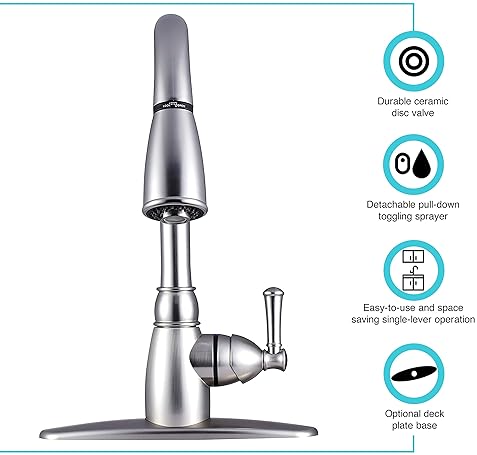 Dura Faucet DF-PK160-SN RV Non-Metallic Pull-Down Kitchen Sink Faucet (Brushed Satin Nickel)