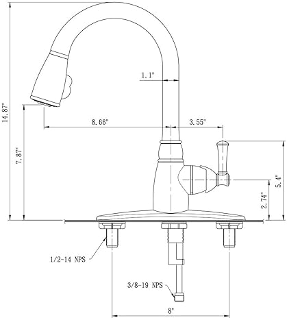 Dura Faucet DF-PK160-SN RV Non-Metallic Pull-Down Kitchen Sink Faucet (Brushed Satin Nickel)