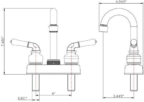 Dura Faucet DF-PB150C-ORB RV Swivel Bar Faucet with Classical Levers, 6 inch Spout (Oil-Rubbed Bronz