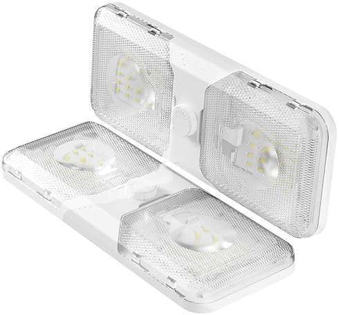 RVGUARD RV LED Ceiling Double Dome Light, 12V LED Lights, RV Interior Light with Adjustable Brightne
