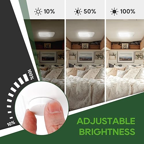 RVGUARD RV LED Ceiling Single Dome Light, 12V LED Lights, RV Interior Light with Adjustable Brightne