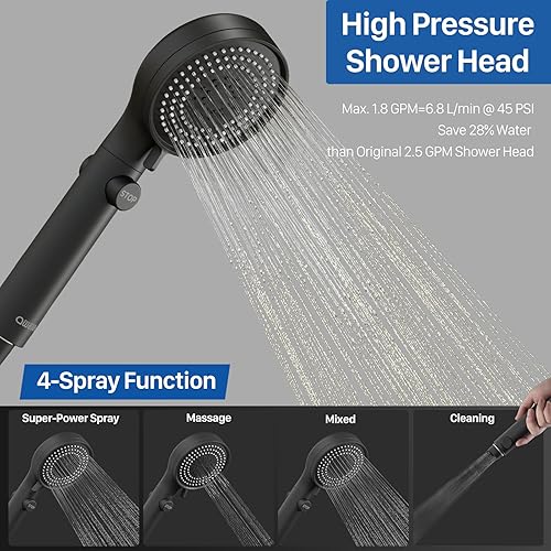 Awelife High Pressure RV Shower Head with Handheld On/Off Switch - Matte Black