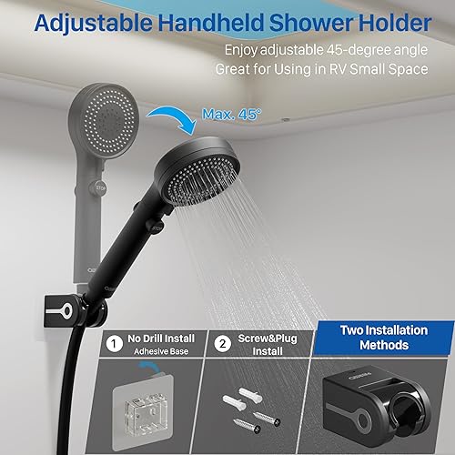 Awelife High Pressure RV Shower Head with Handheld On/Off Switch - Matte Black