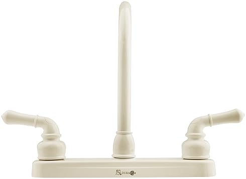 Dura Faucet Hi-Rise RV Kitchen Sink Faucet with Classical Levers - Bisque Parchment