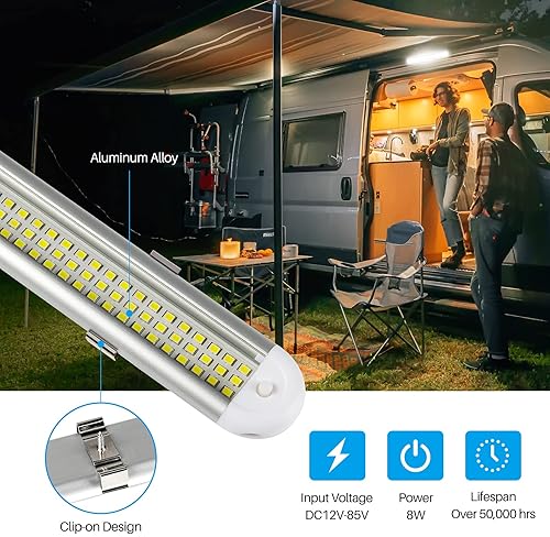 CT CAPETRONIX 12V LED Interior Light Bar, 120 LEDs, 1500LM, 8W, ON/Off Switch - 4 Pack