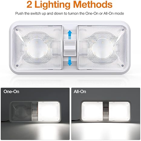 Aaleds 12V RV Interior LED Lights 1000LM, 8W Camper Fixtures, Dome Light with Switch - Natural White (4 Pack)