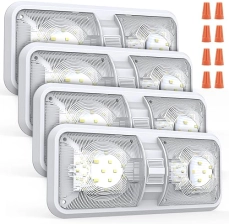 Aaleds 12V RV Interior LED Lights 1000LM, 8W Camper Fixtures, Dome Light with Switch - Natural White (4 Pack)