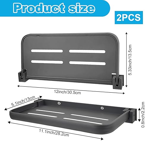 YEXEXINM RV Aluminum Fold-Down Wall Shelf 2-Pack | Hidden Wall-Mounted Foldable Storage for Compact Camper | RV Furniture & Hardware