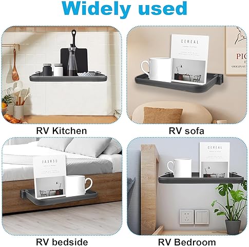 YEXEXINM RV Aluminum Fold-Down Wall Shelf 2-Pack | Hidden Wall-Mounted Foldable Storage for Compact Camper | RV Furniture & Hardware