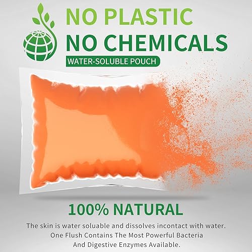BEBOBLY Extra Strength RV Toilet Treatment Drop Ins, Septic Tank Cleaner & Odor Control - Orange Flavor, 50 Pack