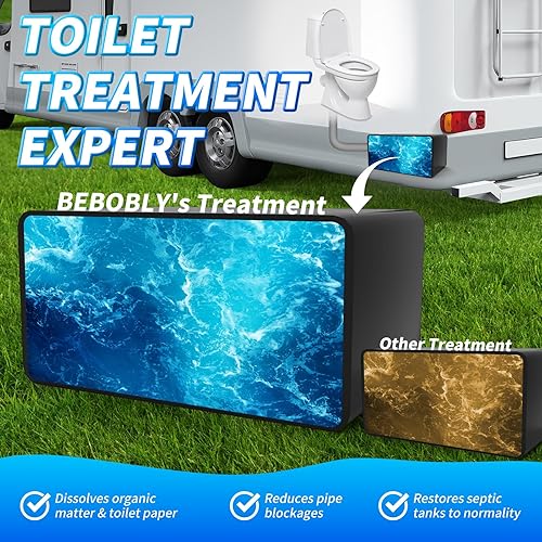 BEBOBLY Extra Strength RV Toilet Treatment Drop Ins, Septic Tank Cleaner & Odor Control - Orange Flavor, 50 Pack