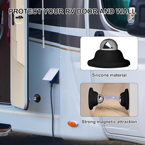 Suncaraccı Magnetic RV Door Holder Baggage Catch for RV/Camper/Trailer, Black (2 Pack)
