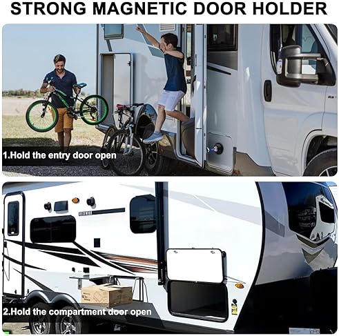 Suncaraccı Magnetic RV Door Holder Baggage Catch for RV/Camper/Trailer, Black (2 Pack)