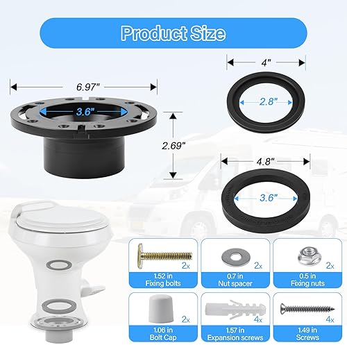 UHEGDRR Dometic RV Toilet Seal & Flange Replacement Kit - 3-in-1 Combo