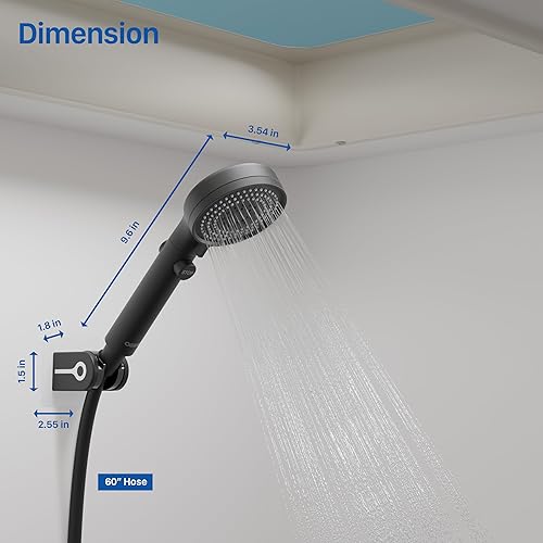 Awelife High Pressure RV Shower Head with Hose & Handheld On/Off Switch, Matte Black