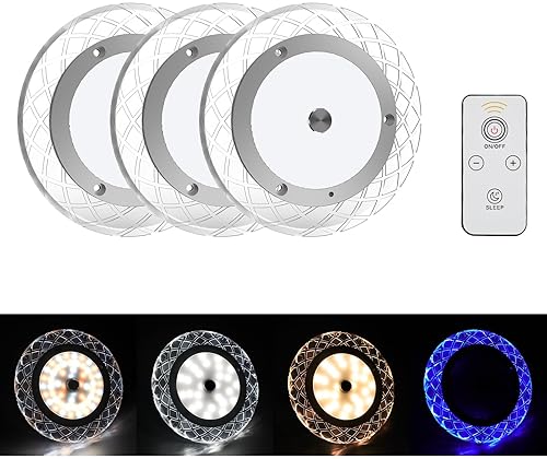 BlueFire Dimmable LED RV Interior Ceiling Lights - 600LM, 4 Colors, Dimmer Switch - Under Cabinet, Camper, Truck - 12-18V (3 Pack)