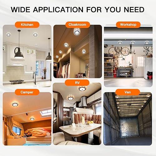 BlueFire Dimmable LED RV Interior Ceiling Lights - 600LM, 4 Colors, Dimmer Switch - Under Cabinet, Camper, Truck - 12-18V (3 Pack)