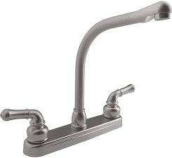 Dura Faucet Hi-Rise RV Kitchen Sink Faucet with Classical Levers in Brushed Satin Nickel