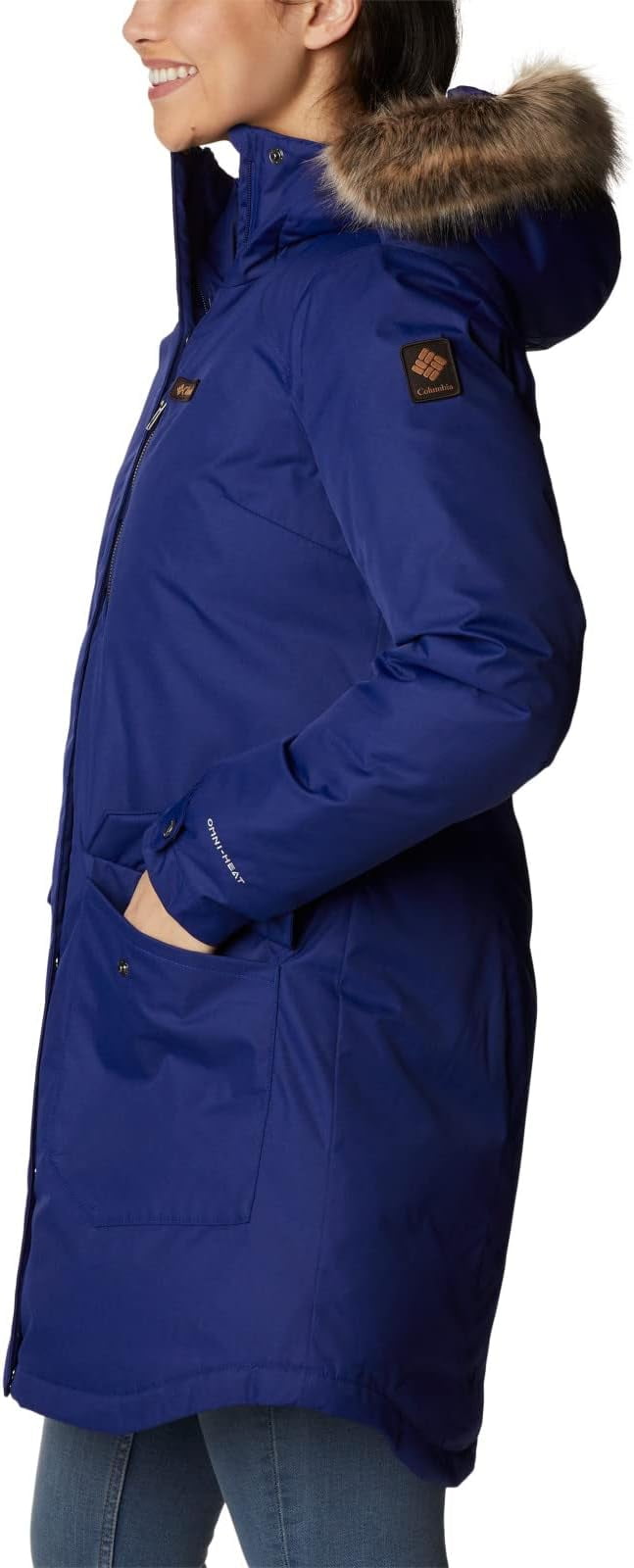 Columbia Women's Long Insulated Jacket, Dark Sapphire, Size Large
