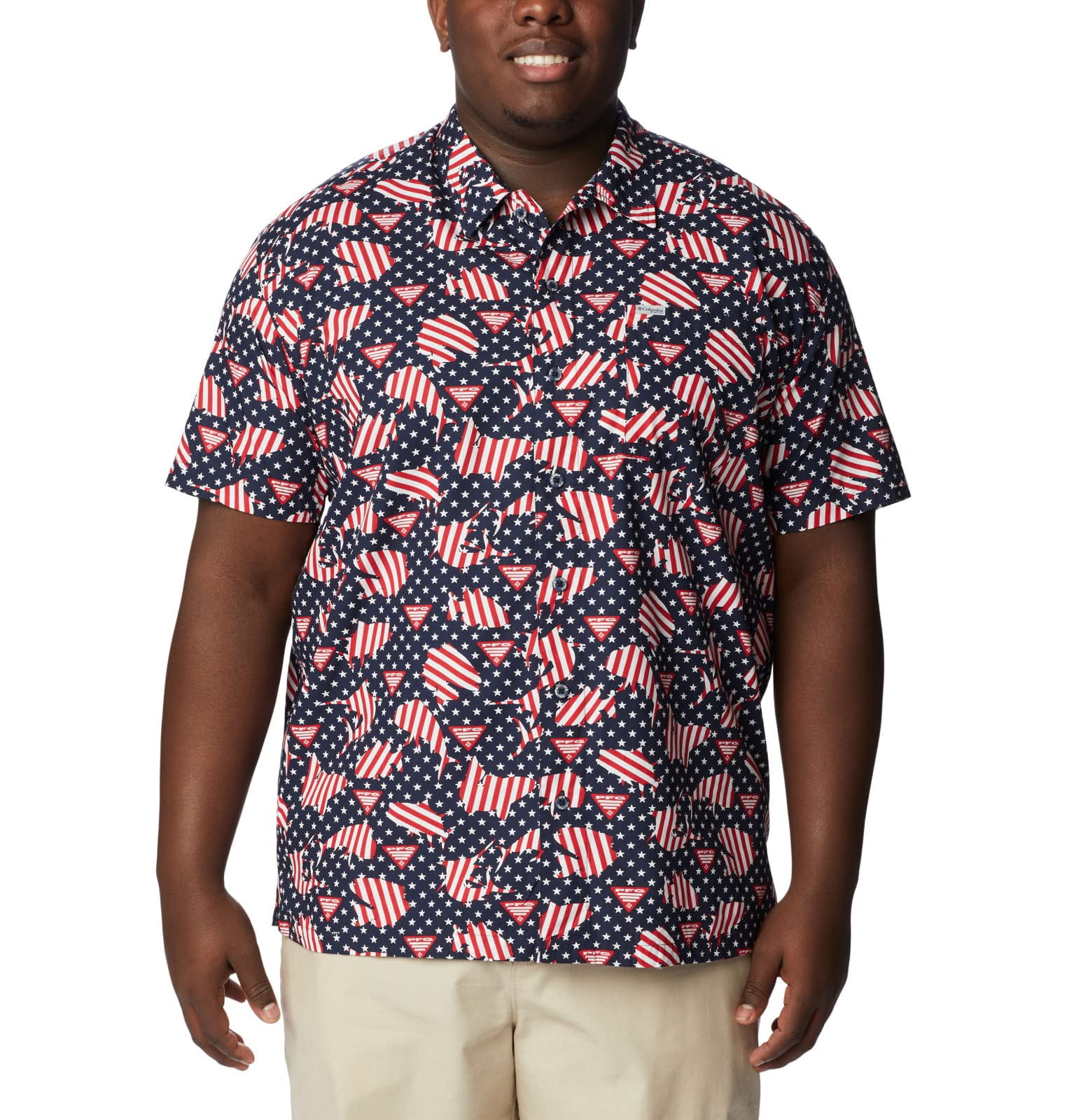 Columbia Men's Trollers Short Sleeve Shirt, Collegiate Navy - Small