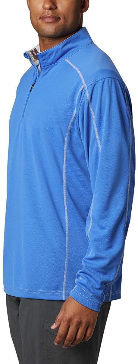 Columbia Men's PFG Low Drag 1/4 Zip Pullover, Moisture-Wicking, Sun Protection, Vivid Blue, Size Medium