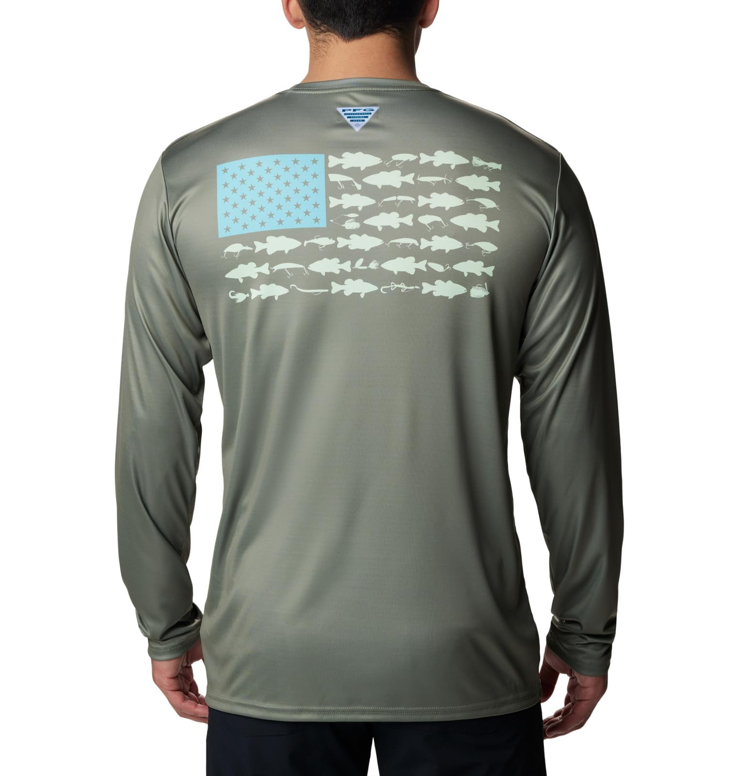 Columbia Men's Terminal Tackle PFG Fish Flag Long Sleeve Shirt - Cypress/Opal Blue - Small