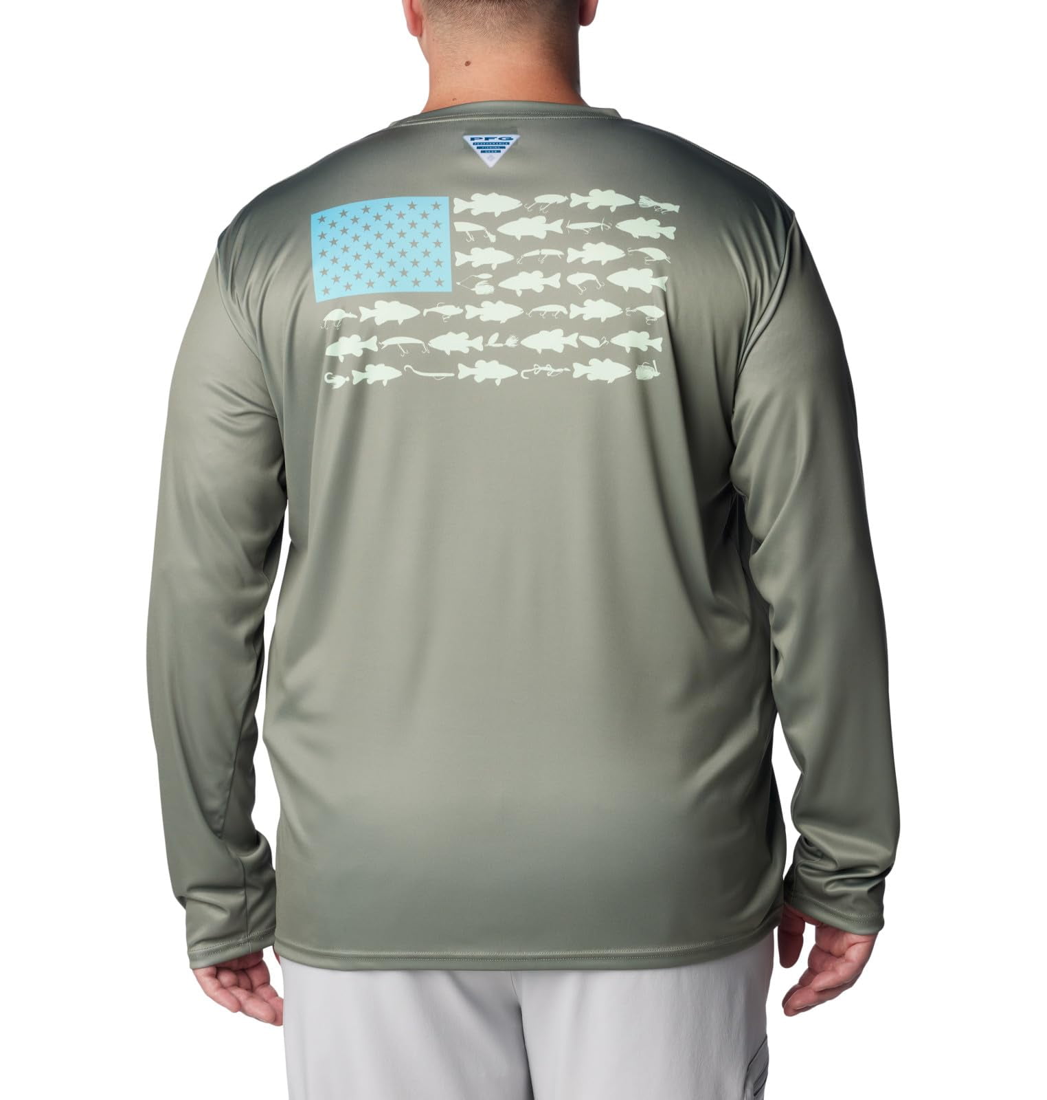 Columbia Men's Terminal Tackle PFG Fish Flag Long Sleeve Shirt - Cypress/Opal Blue - Small