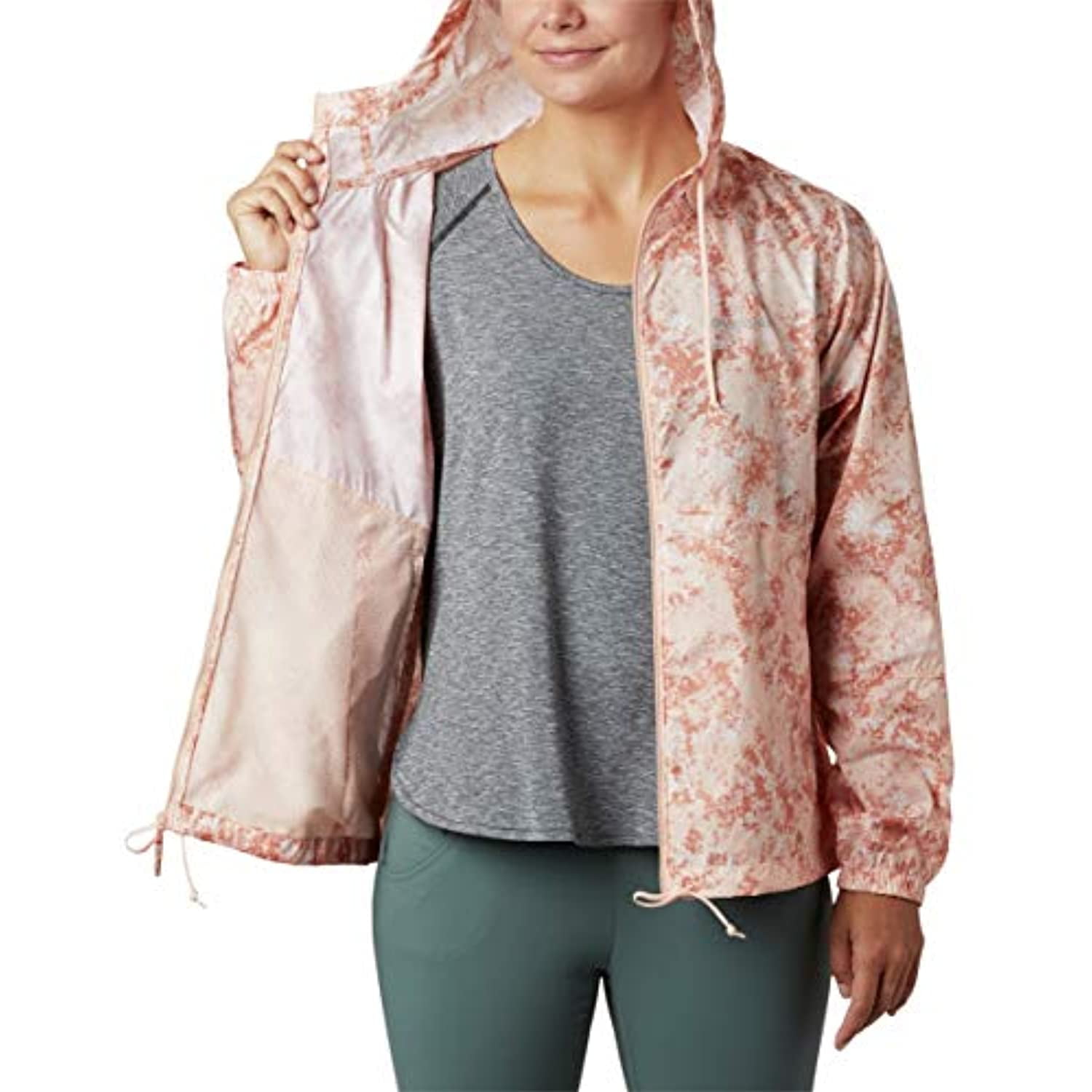 Columbia Women's Flash Forward Printed Windbreaker - Peach Cloud Texture, Small