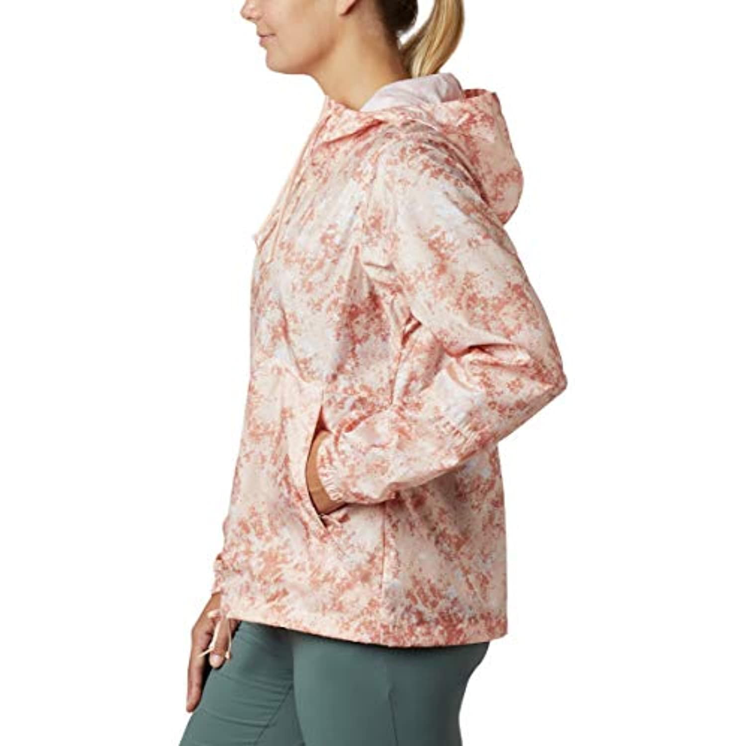 Columbia Women's Flash Forward Printed Windbreaker - Peach Cloud Texture, Small