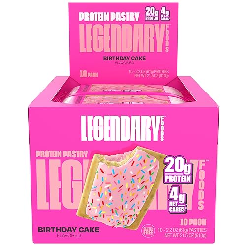 Legendary Foods 20g Protein Low Carb Meal Bar - Gluten-Free Keto Snack Box, 10 Zero Sugar Energy Bars
