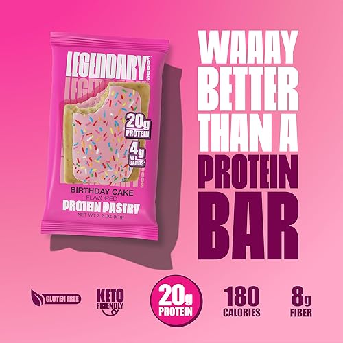Legendary Foods 20g Protein Low Carb Meal Bar - Gluten-Free Keto Snack Box, 10 Zero Sugar Energy Bars