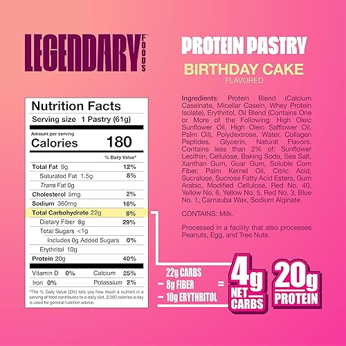 Legendary Foods 20g Protein Low Carb Meal Bar - Gluten-Free Keto Snack Box, 10 Zero Sugar Energy Bars