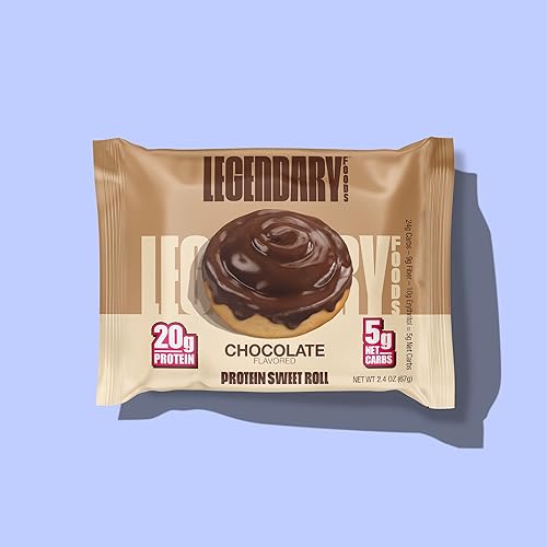 Legendary Foods 20g Protein Wildberry Sweet Roll Bars - Low Carb Meal Replacement Snack, Gluten Free, Keto & Diabetic Friendly - 8 Pack (Chocolate)